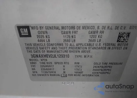 2018 Chevrolet Equinox Ls from USA, damaged, VIN 3GNAXHEV2JL129310